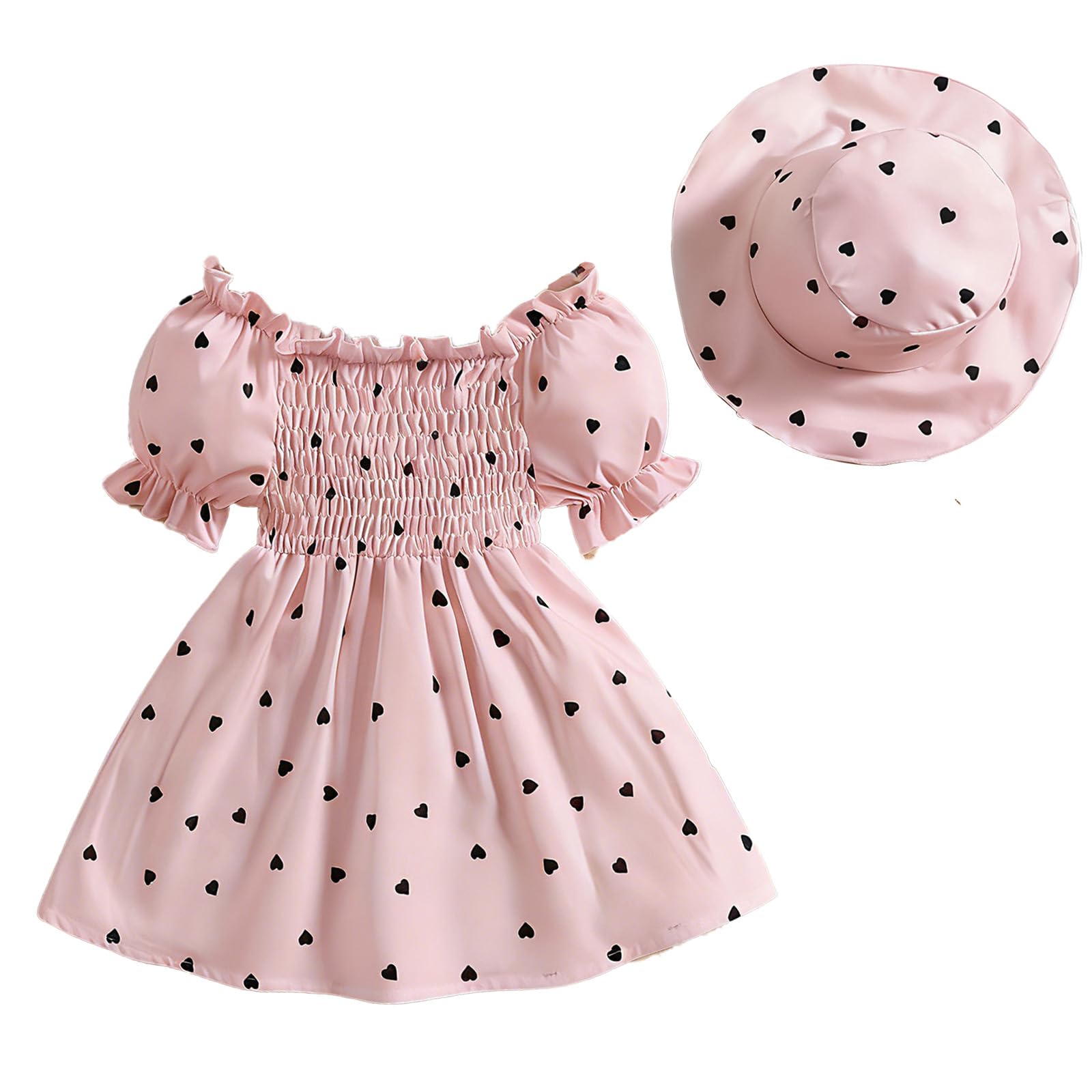 Bebé Niña Elegante Vestido Manga Corta Infantil Flor Imprimir Sombrero a Juego Conjunto Vestidos de Playa Verano 3 Meses-3 Años — view 10