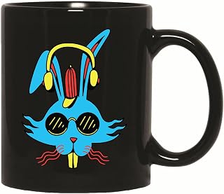 Gift Idea for Pet Lovers Headphones with Sunglasses Illustration 11oz 15oz Black Coffee Mug