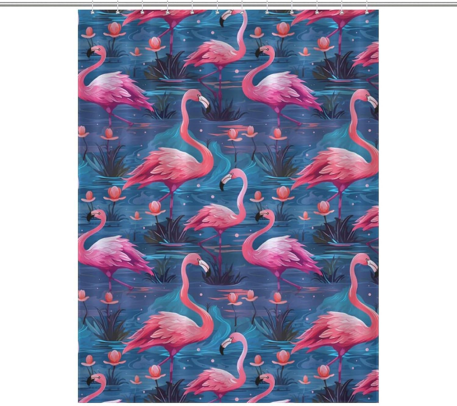Flamingos Funny Shower Curtains Washable Bath Curtain Liner with Hooks for Bathroom Bath Tubs