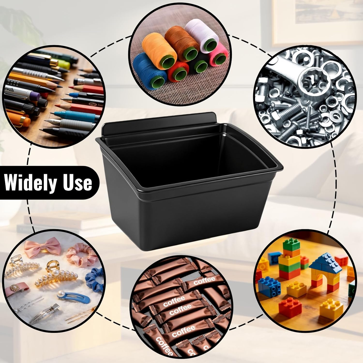 6 Pack Slat Wall Bins, Plastic Multiple Slat Wall Accessories Containers Storage Bins, Stackable Hanging Slatwall Plastic Basket Tool Organizer for Workshops, Retail Store