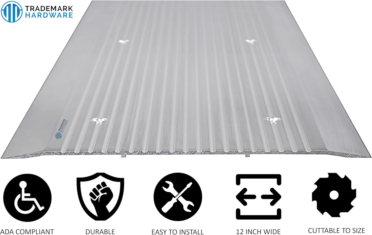 Door Threshold - High Quality 12" Wide Aluminum Thresholds Strip for Doorways, Flat Transition Door Saddle Low-Profile Door Sill, Corrugated, 12 x 36 Inches