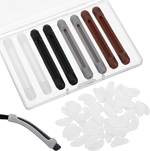 Angoily Gafas transparentes, 24 pares de almohadillas para la nariz, almohadillas de punta de sien, almohadillas de silicona suave para la nariz,