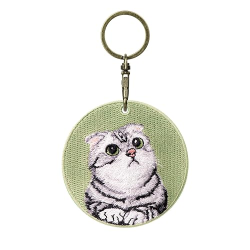 MC Fashion Double-sided Embroidered Cute Pet Cat Keychain Accessory -