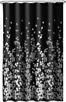 MAYTEX Shower Curtain, Polyester, Black White, 70