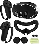 Silicone Cover Set Compatible with Meta Oculus/Quest 3, VR Accessories Protective Cover Includes Controller Grips, Front Shell Headset Cover and Face Cover, Not Fit Quest 3S