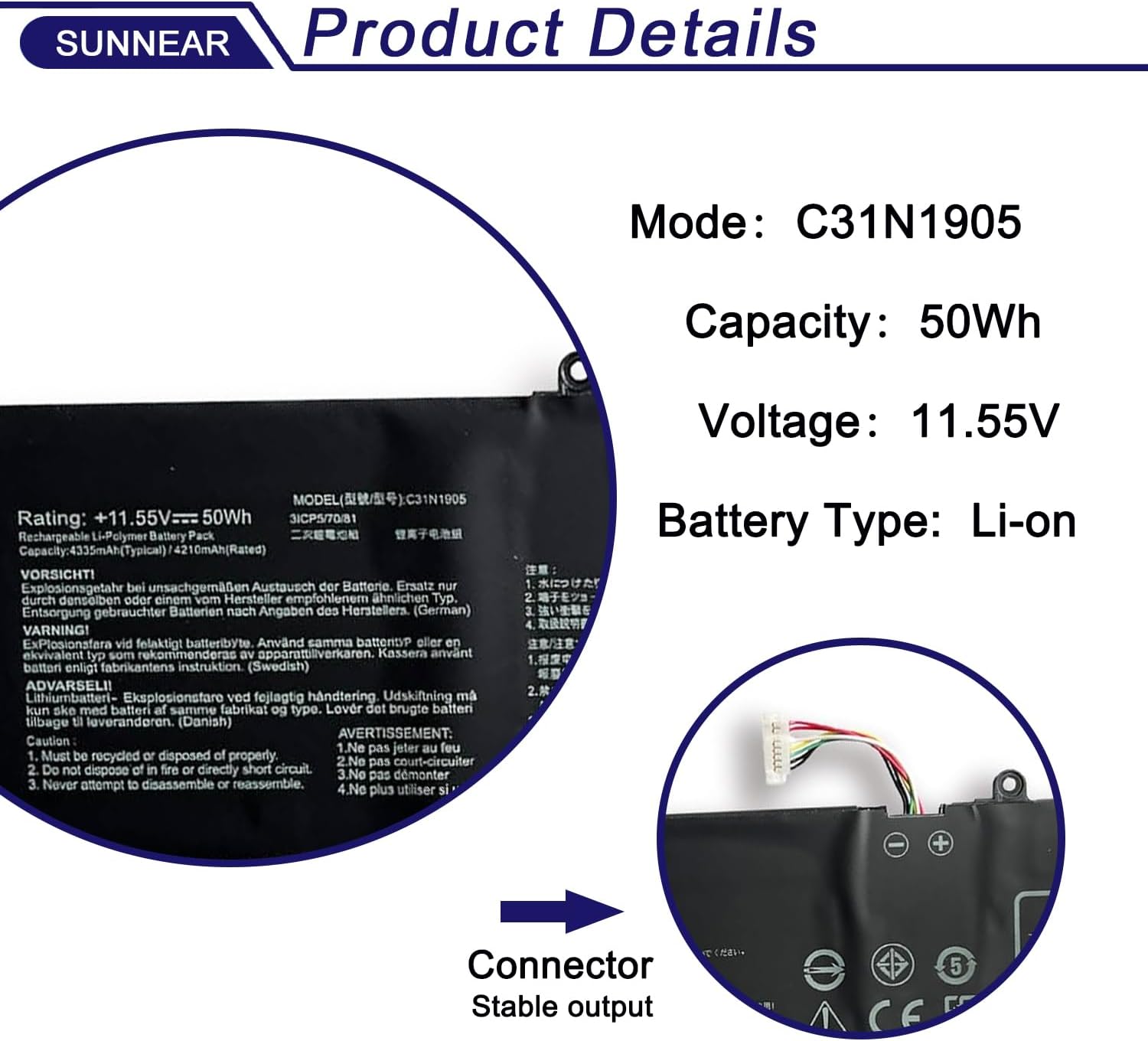 C31N1905 Laptop Battery Compatible with Asus Adolbook13 2020 Dolbook14 2020 VivoBook S13 S333 S333JA K533F S521FA S533EQ S533F S15 S533 Series 0B200-03580200 3ICP5/70/82