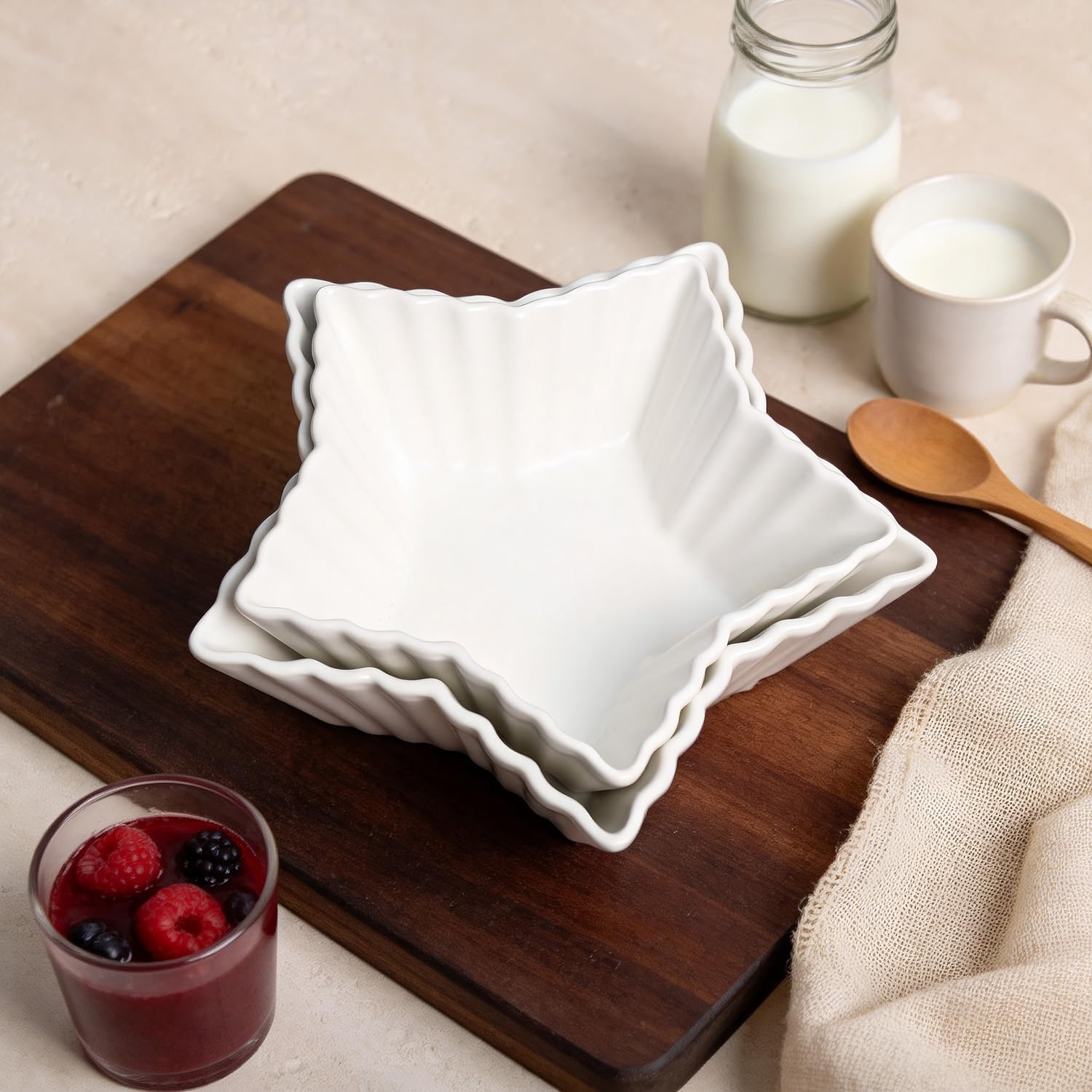 WAIT FLY Ceramic Star-Shaped Salad and Dessert Bowl - 2-in-1 Whit-9 OZ