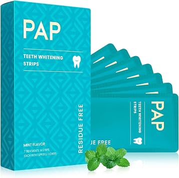 Pap Dry Teeth Whitening Strips 14 Count No Gel Residue Dentist Recommended Sensitivity-Free Formula Enamel Safe Mint Fresh Whitener for Coffee Tea Stains Removal 7 Treatments
