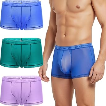 YINYOUYU Mens Sexy Ice Silk Underwear See Through Boxers Super Thin Sheer Trunk Bulge Pouch Boxer Briefs