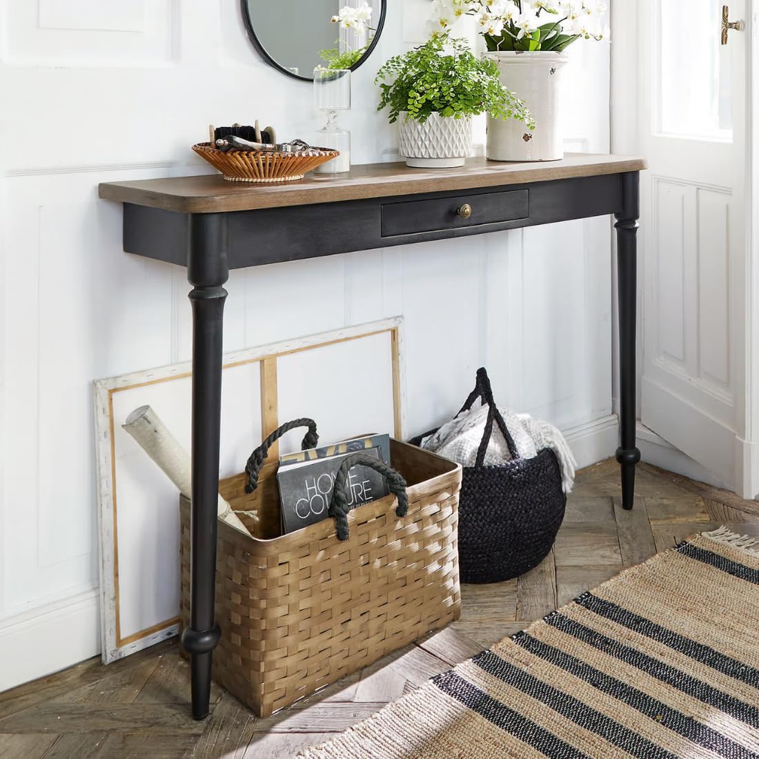 Wooden Expert 120Cm Premium Aesthetic Console Table with Storage | Narrow Wooden Entryway Accent Table | Solid Modern Two-Tone Design Design for Living Room, Hallway, Foyer, Entrance (Without Drawer) 4