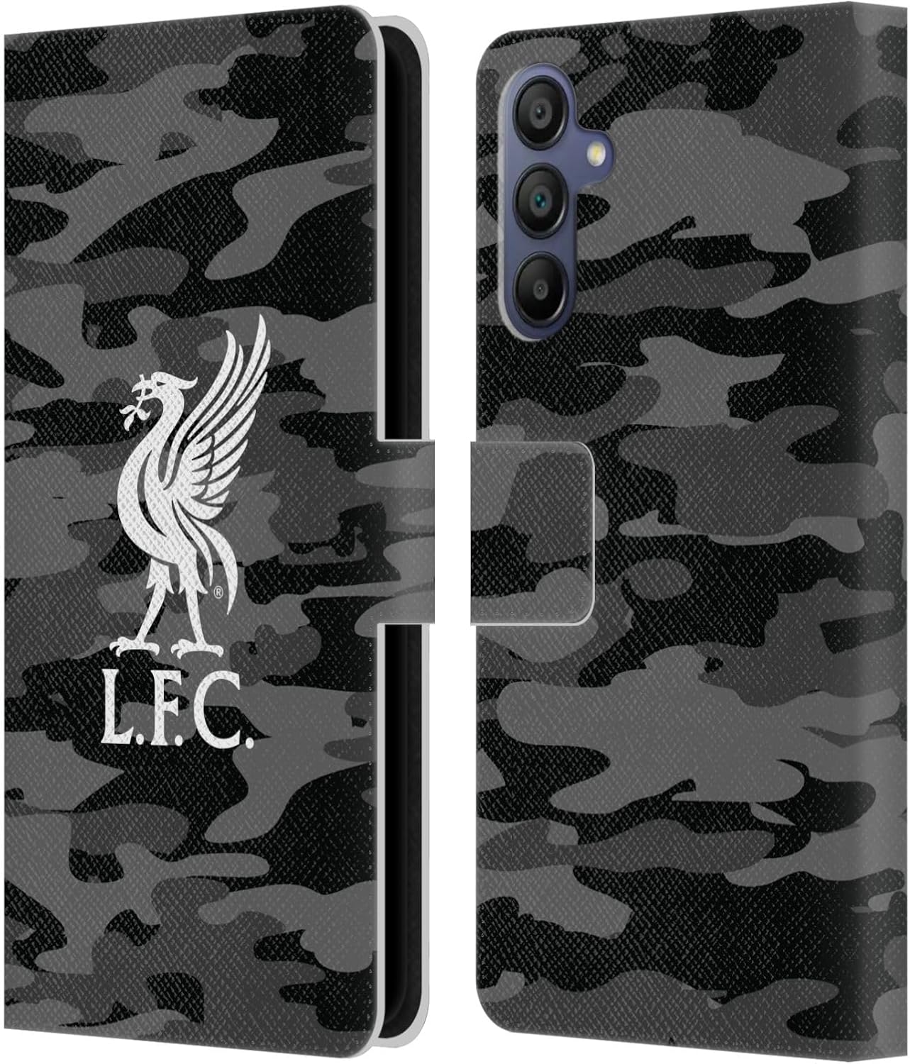 Head Case Designs Officially Licensed Liverpool Football Club Royal Colourways Crest Camou Leather Wallet Case Compatible with Samsung Galaxy A15