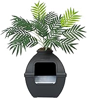 Vista 40 de Good Pet Stuff Caja de arena oculta para gatos con planta artificial, maceta cuadrada decorativa para patio, control de olores con filtro de carbón