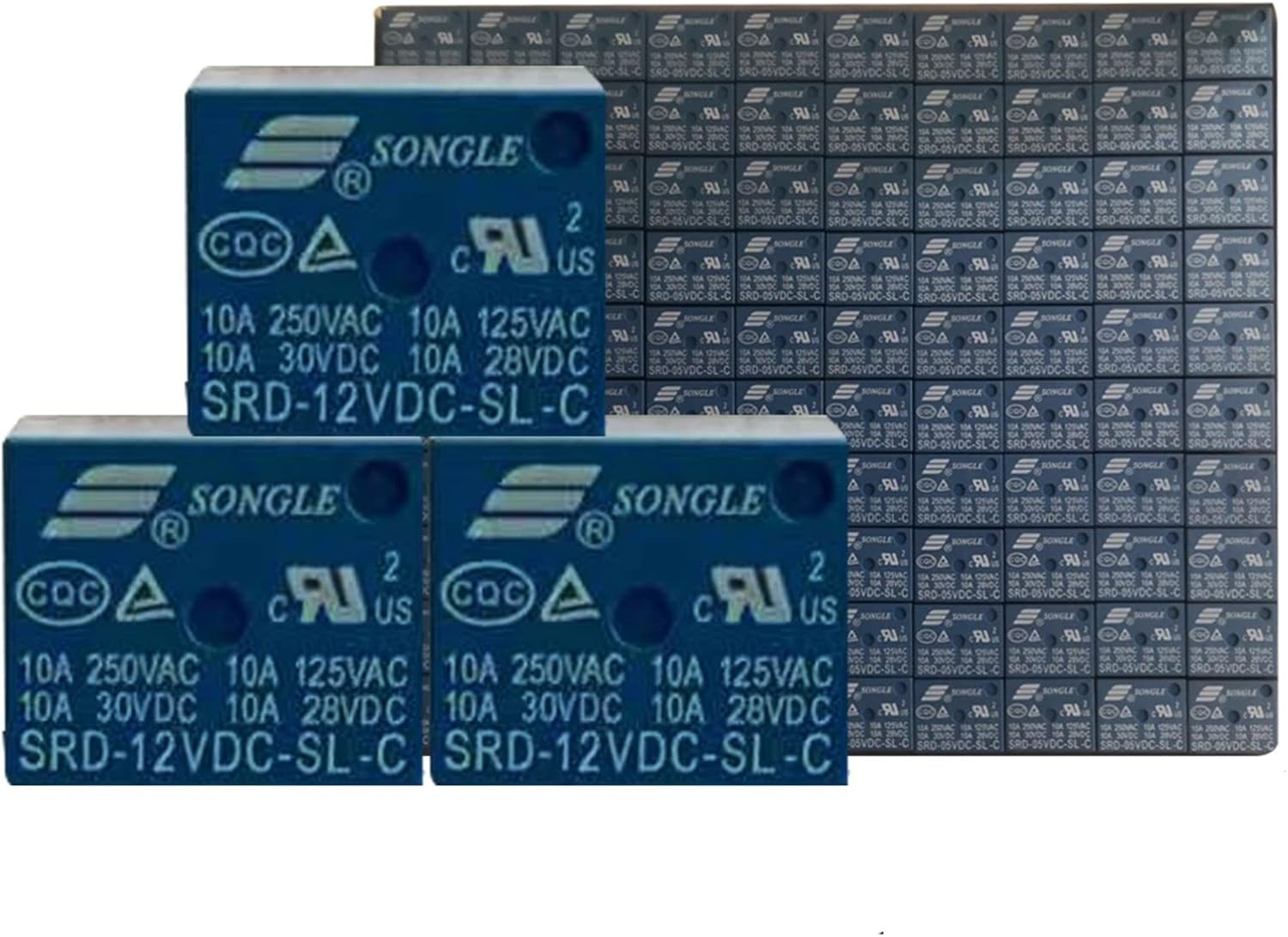 100PCS/LOT SRD-05VDC-SL-C SRD-12VDC-SL-C SRD-24VDC-SL-C 5/12/24VDC 10A 250VAC 1FORMC 5Pin PCB Type Power Relay(SRD-12VDC-SL-C)