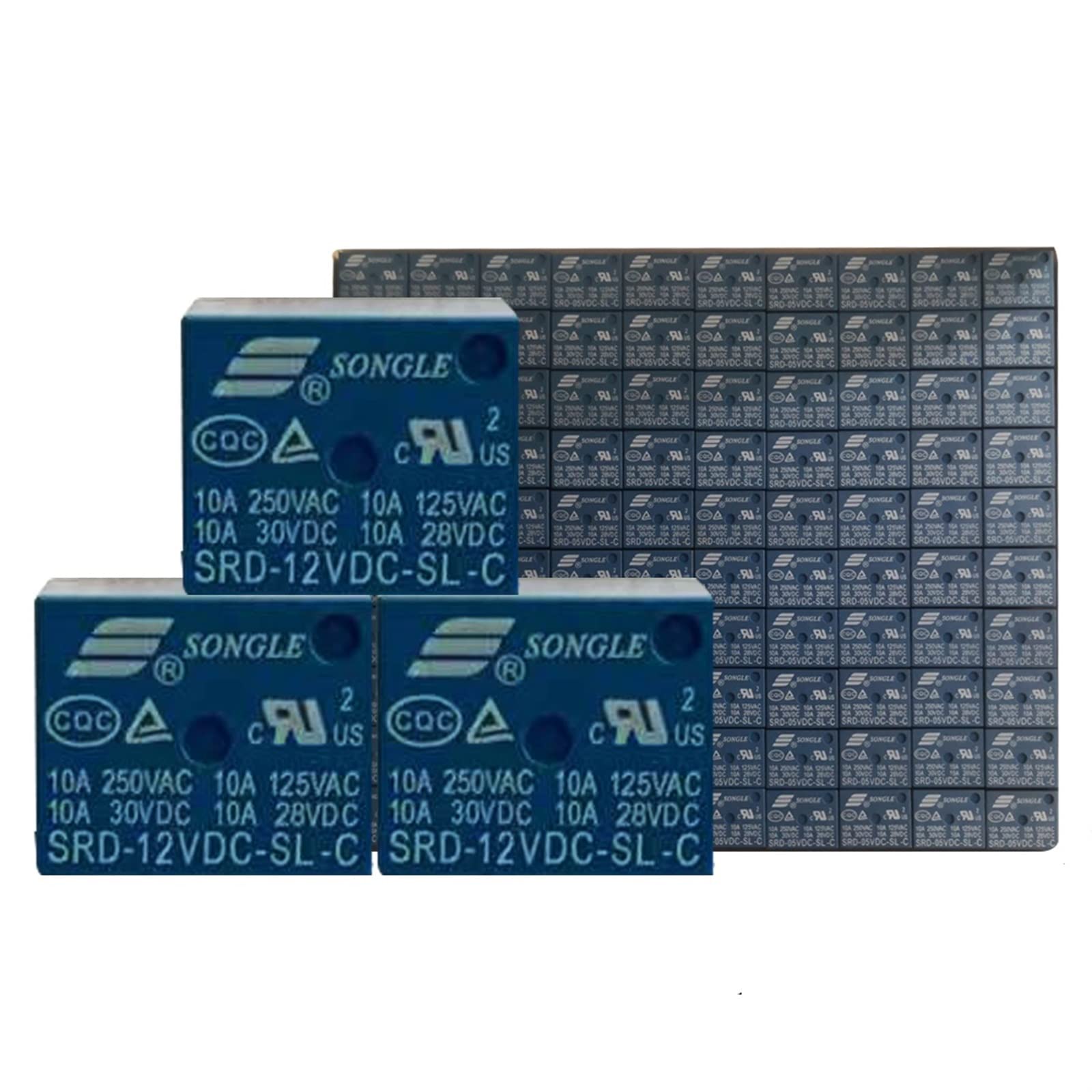 Relais de puissance PCB SRD-12VDC-SL-C avec contacts durables 10A 5 broches