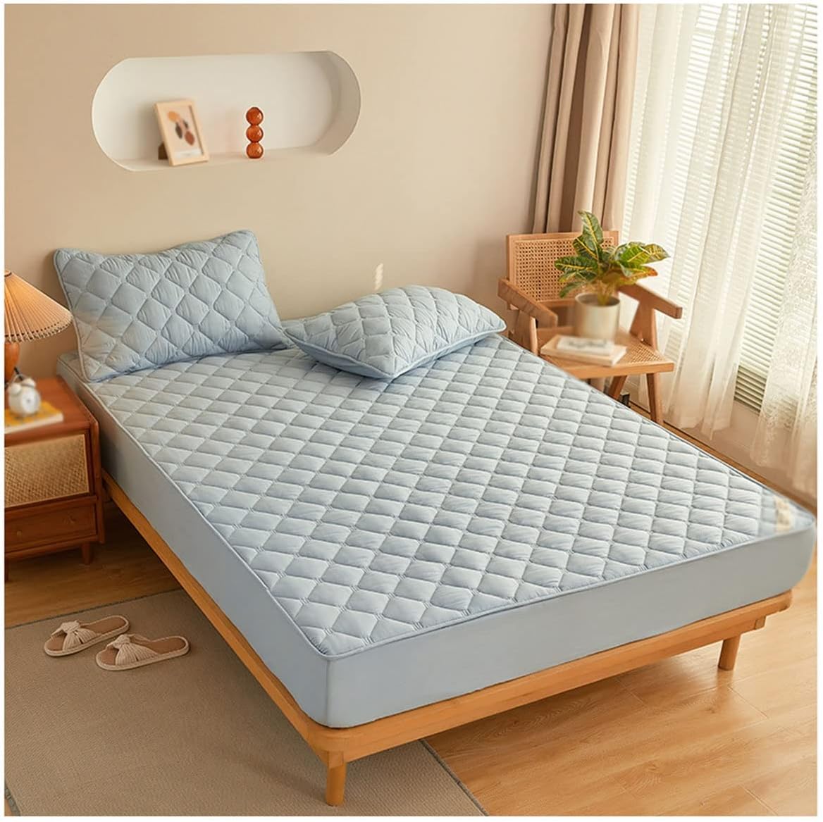 MHXY マットレスプロテクター 冷却 通気性 ふわふわ ソフトマットレスパッド ベッドカバー 防水、ディープポケットマットレスプロ