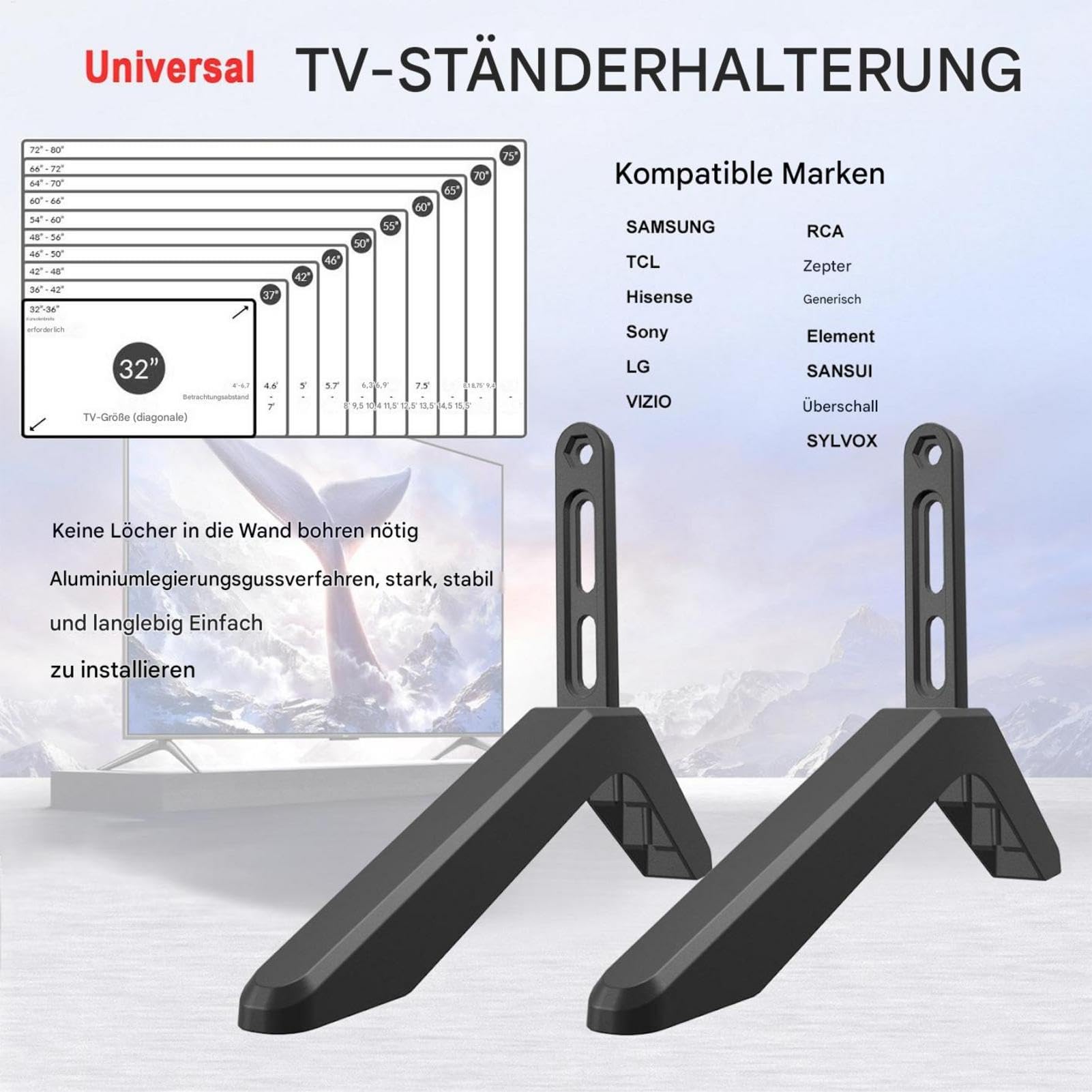Aluminiowy stojak pod telewizor