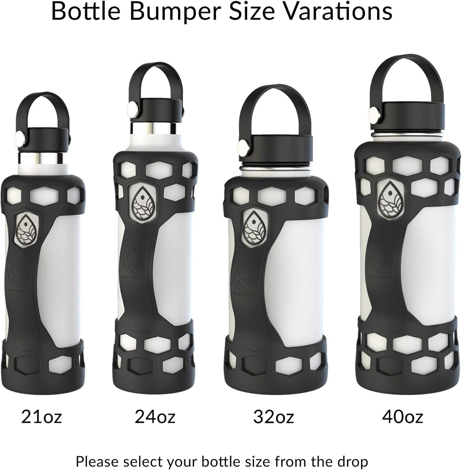 REUZBL Bottle Bumper Silicone Boot Sleeve Protector with Handle Compatible with 32oz Double Wall Vacuum Insulated Stainless Steel Water Bottles Photo