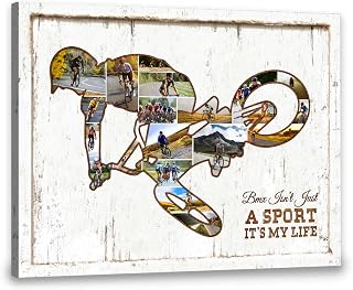 Personalized BMX Cycle Photo Collage Canvas, Bmx Cycle Lover Gift, BMX Bike Photo Custom Gift For Him, Romantic Anniversary Idea Gift
