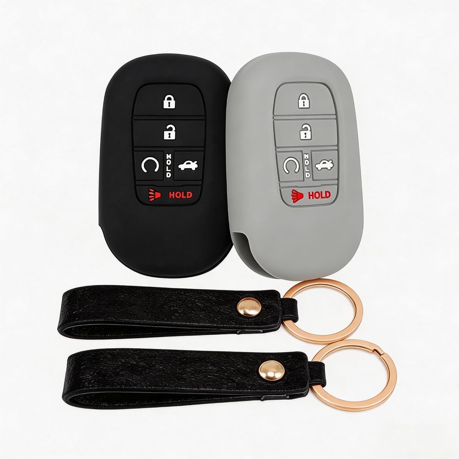 2Pcs Silicone Key Fob Cover for 2022-2026 CR-V HR-V Accord Civic Pilot Sport SI EX EX-L Touring Suitable with 5 Buttons Beautiful and Durable Key Fob Covers (Black and Blue)