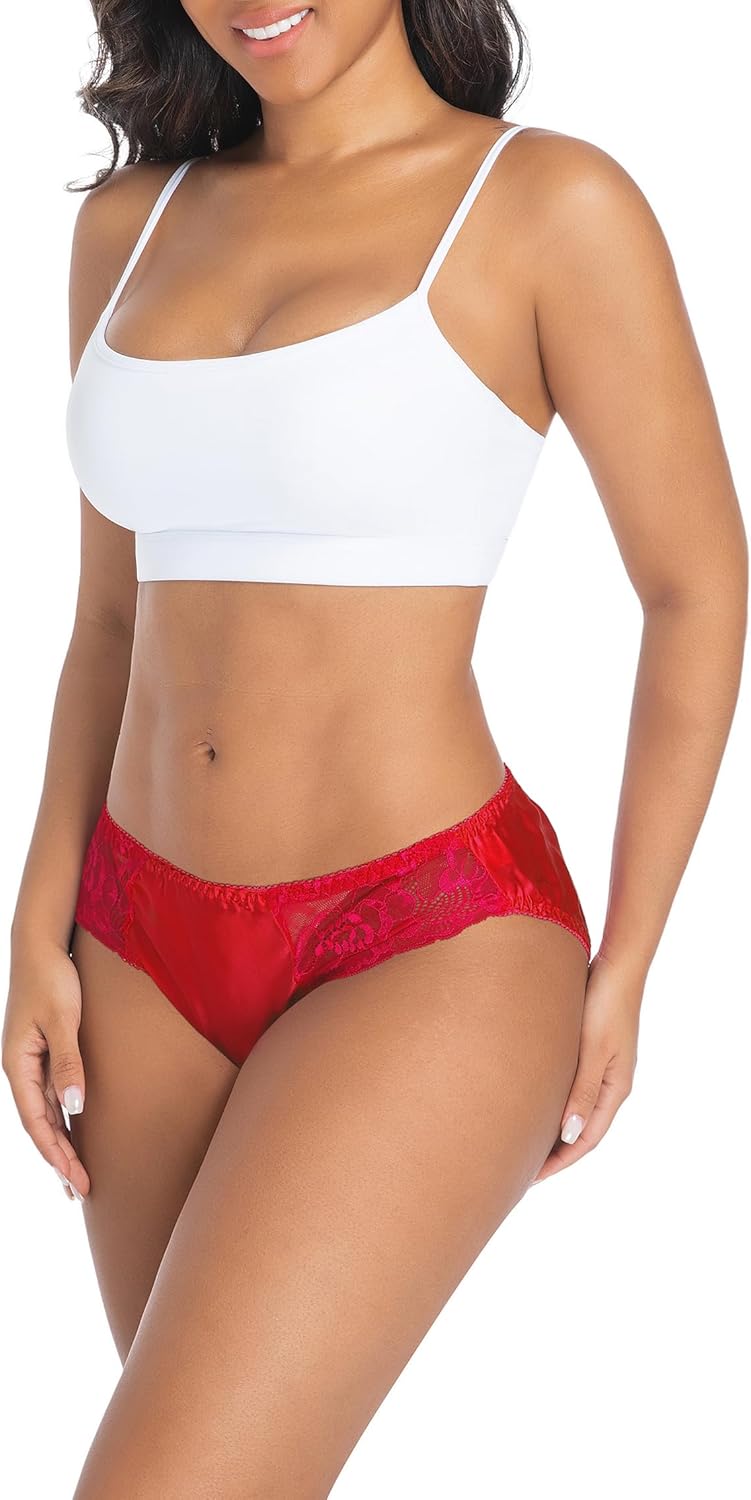 Silk Panties for Women Lace Sexy Cheeky Classic Underwear Lightweight,Smooth Briefs Casual Wear - Image 2