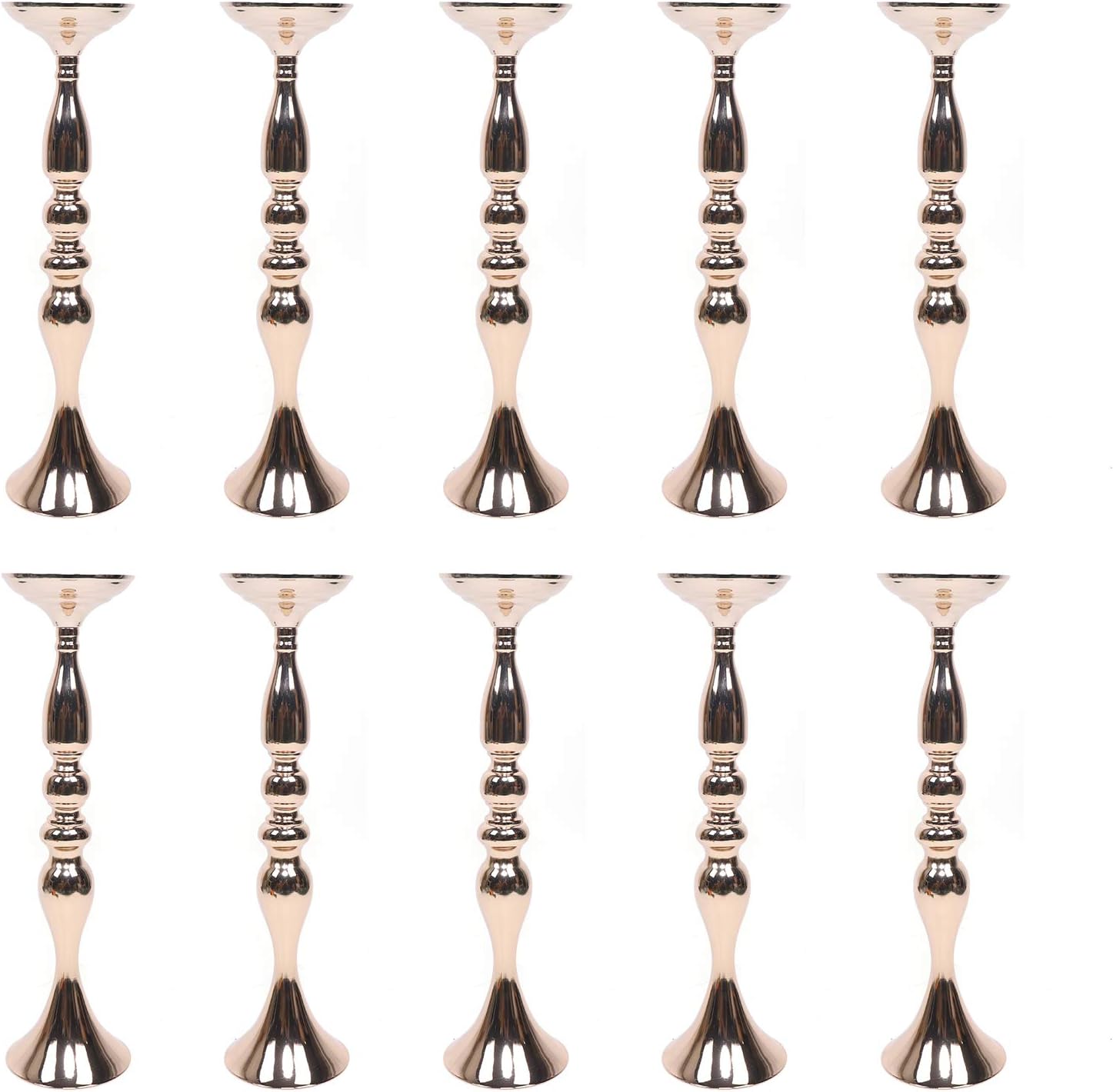 10 Pcs 19.7" Tall Gold Candle Holders Metal Candlestick