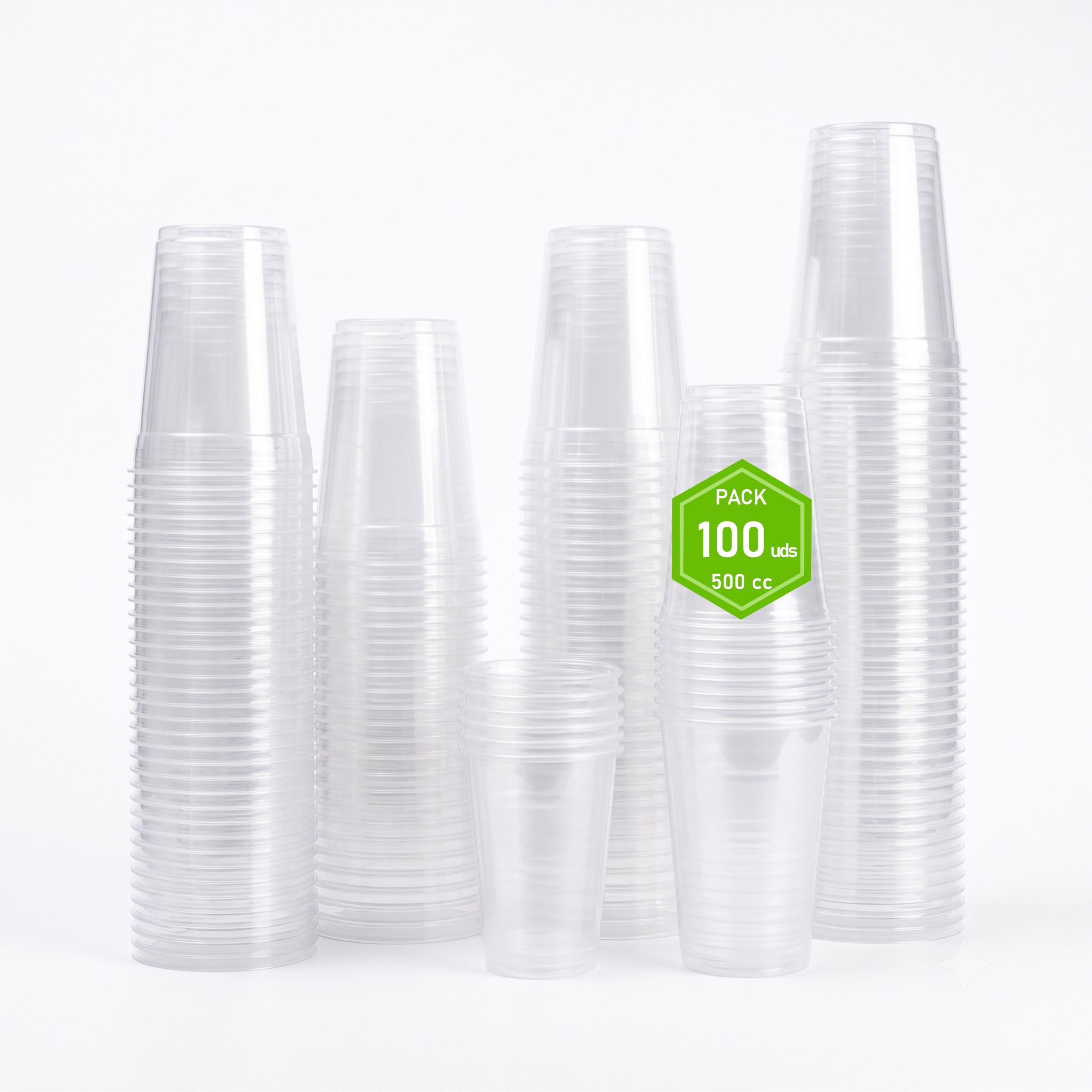 Vasos Plastico Reutilizables - Vasos Desechables y Reutilizables de Polipropileno para Fiestas y Cumpleaños, Aptos para Bebidas Frías y Calientes (Transparente, 500 cc, 500, unidad, 1)