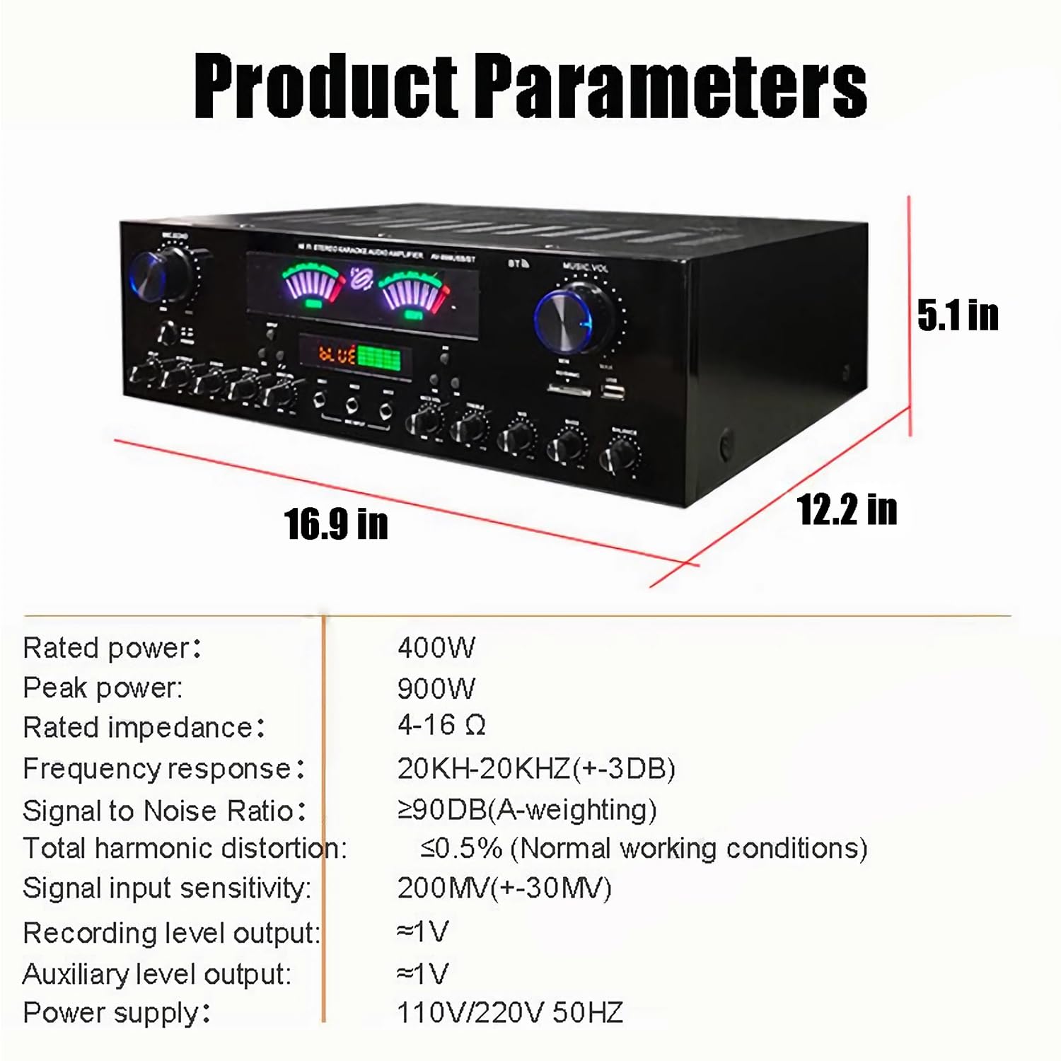 Equalizzatore grafico con Bluetooth 5.4, analizzatore di spettro a 31 bande, decodifica audio digitale coassiale ottico, riduzione del rumore per karaoke domestico e studio di registrazione