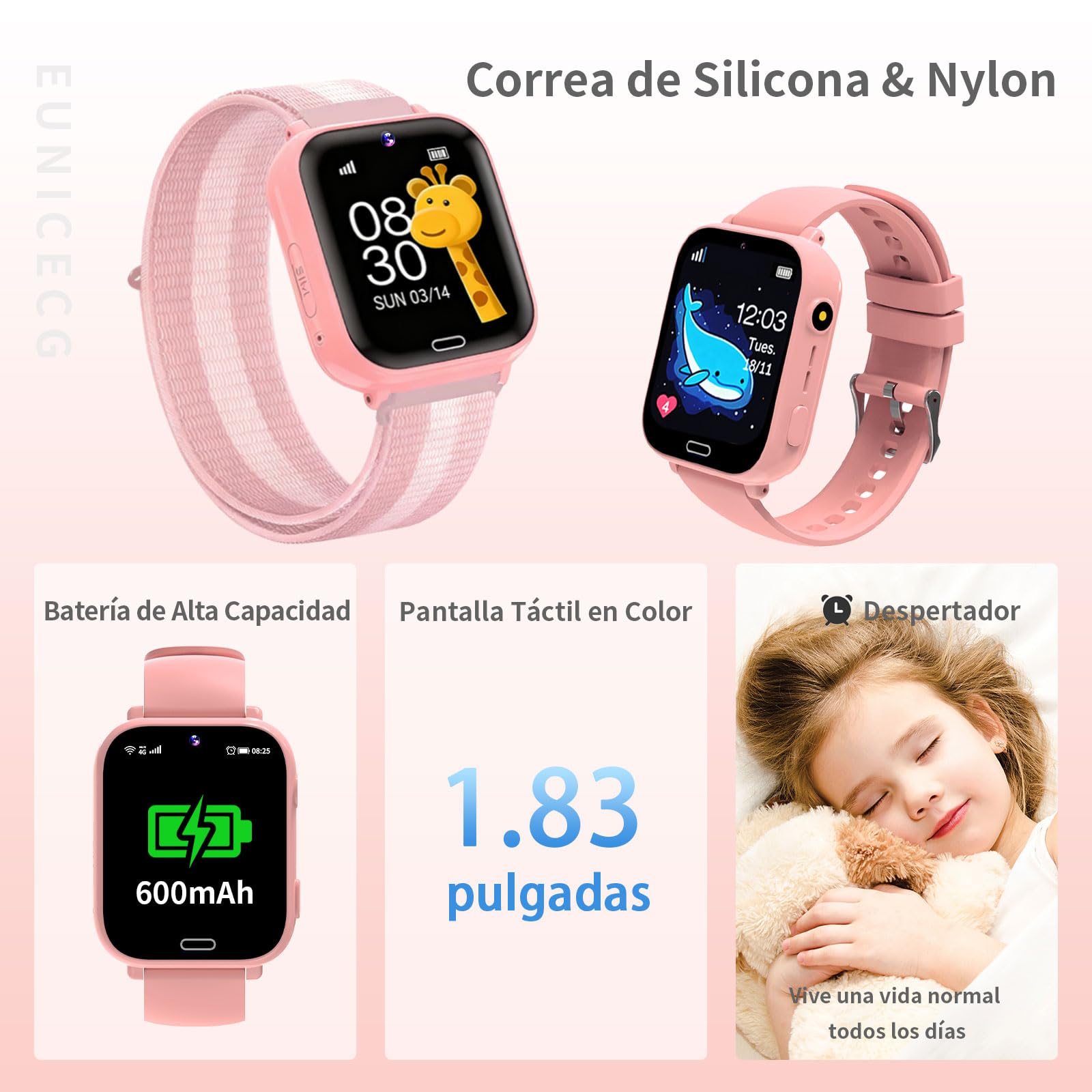 4G Reloj Inteligente Niño con GPS y Llamadas Localizador Teléfonos | Videollamadas Chat de Voz Juegos Despertador SOS Calculadora - Digital Smartwatch para Niños Niñas Aniversarios Regalos