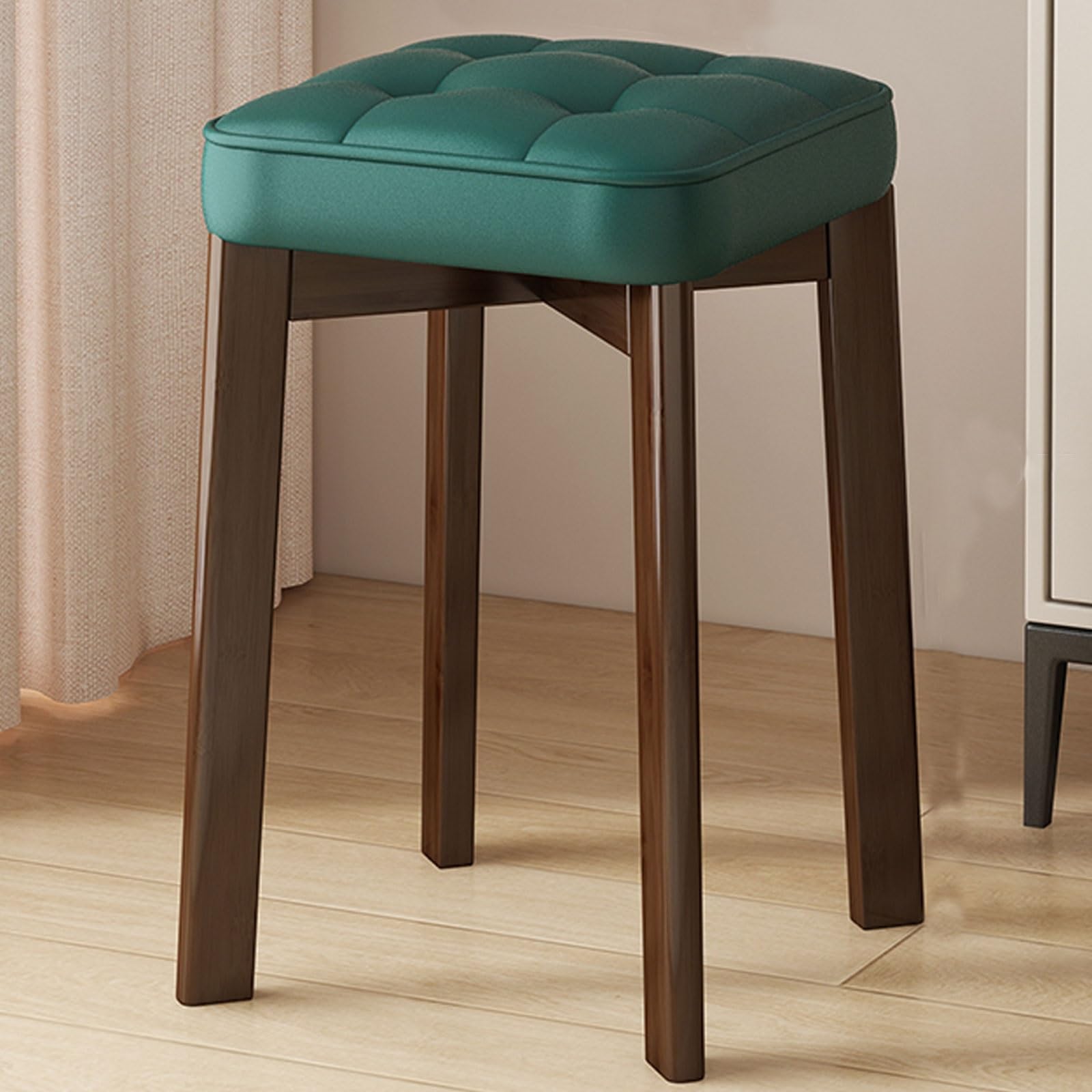 Taburete de tocador ergonómico de nogal con asiento acolchado cómodo