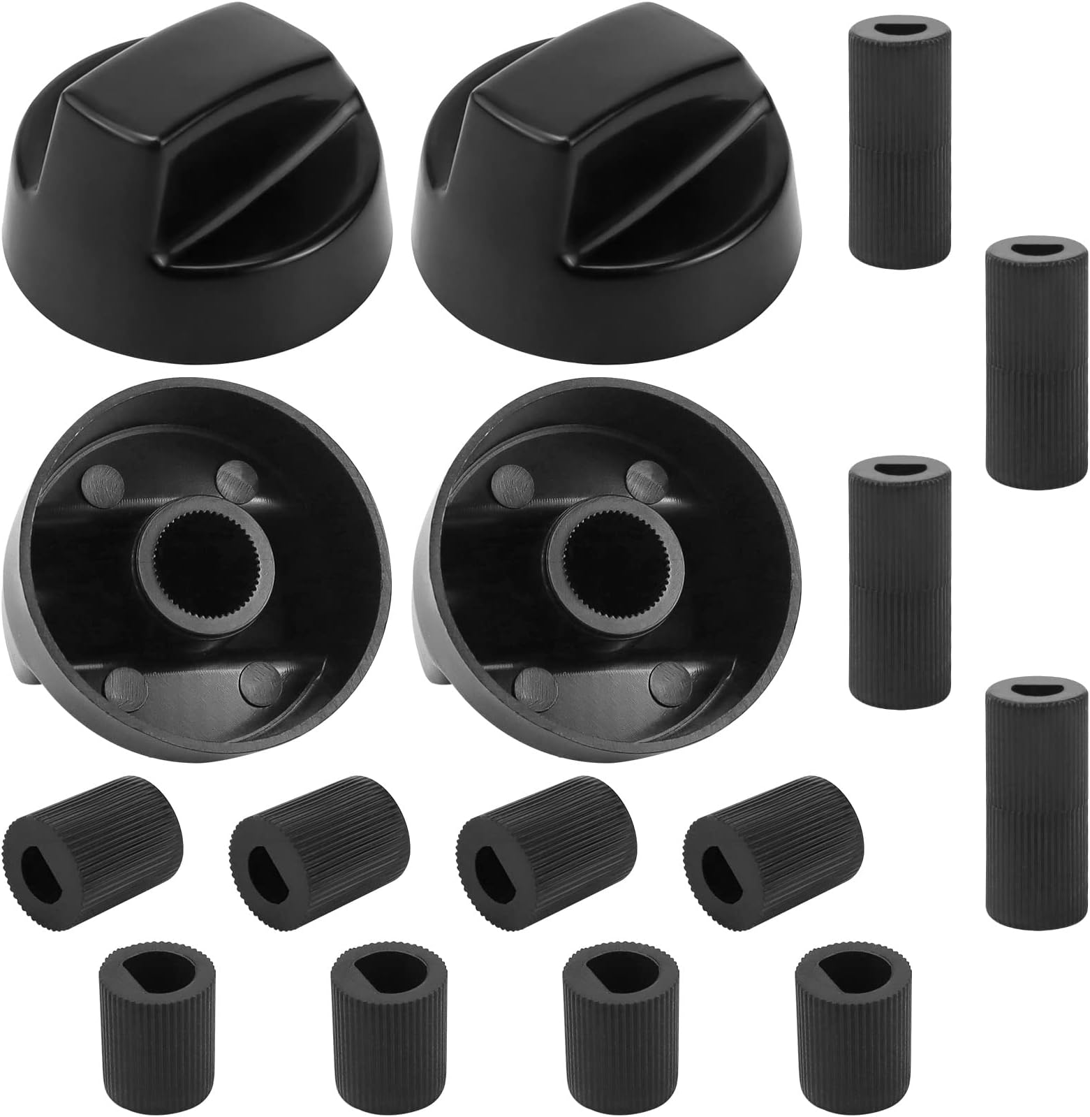 AMI PARTS Black Oven Control Switch Knob with 12 Adapters for Oven/Stove/Range Universal Knobs Wide Application