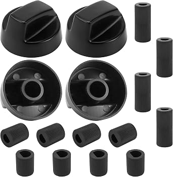 Universal Oven Knobs 4 Black Stove Knobs,12 Adapters, 4 Long, 8 Short