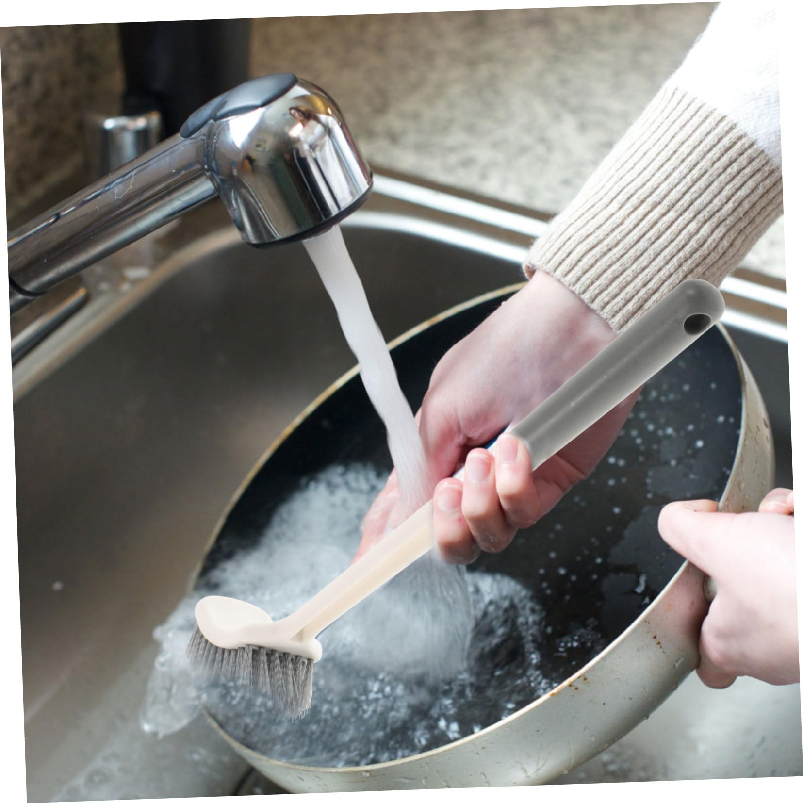 FRCOLOR 3 Series Cepillo De Cocina Multifuncional De Mango para Limpieza De Ollas Y Platos Cepillo Ergonómico para Uso Doméstico para Sartenes Y Utensilios De Piezas X 3