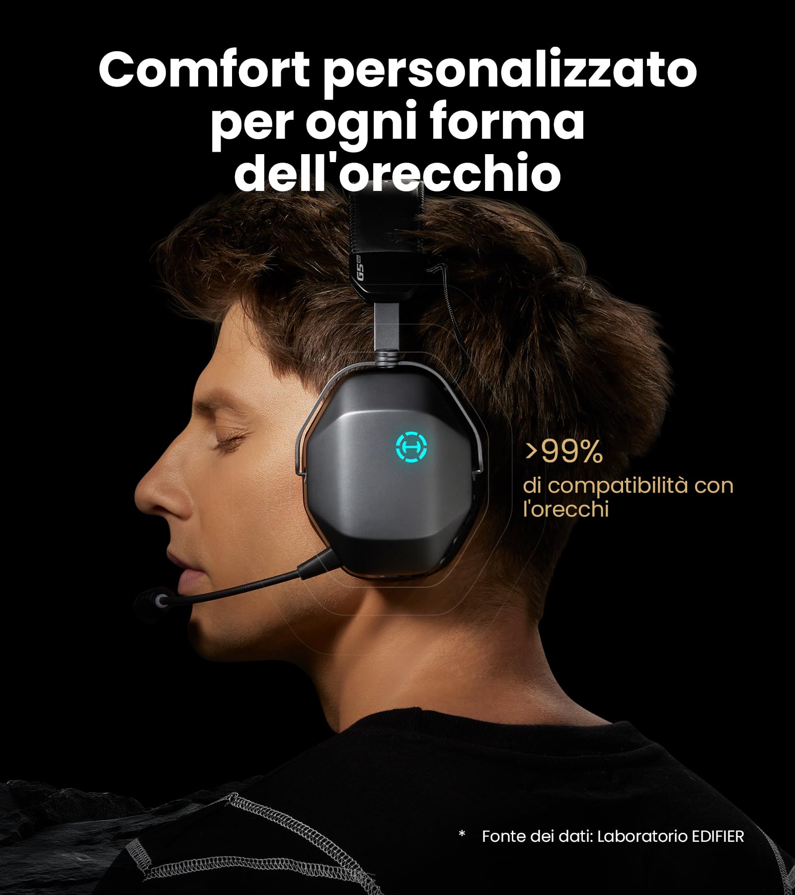 Edifier G5 MAX Cuffie da gaming wireless, Audio Spaziale THX, 305H, Grigio | 305H, 2,4 Ghz, Bluetooth 6.0, Hi-Res Audio, 53mm Pen Driver, Quad-mode, EQ Personalizzabile Tramite Software, Mic Rimovibile