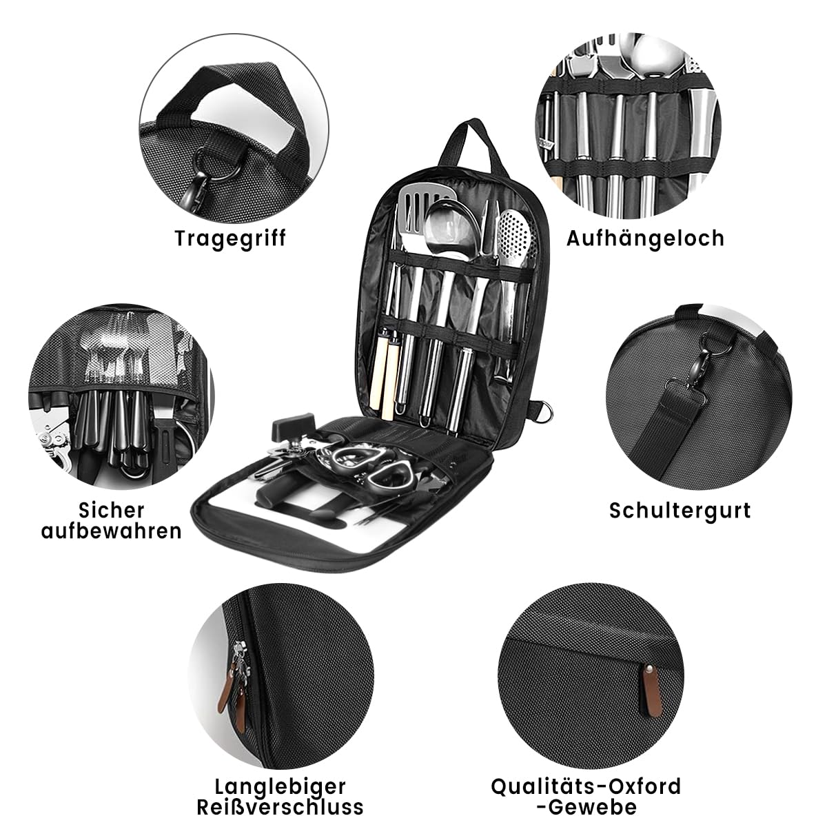 27-teiliges Kochgeschirr-Kit Berglander, Camping-Kochutensilien-Set, Camping-Essentials, kommen mit Camping-Bestecksets, ideal für Outdoor-Kocher, Picknick, Grill