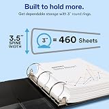 Avery Standard View 3 Ring Binder, 3" Round Rings, 460-Sheet Capacity, 3.5 Inch Wide Spine, 1 White Binder, Ideal for Lightweight Organization and Occasional Referencing (05741) – view 2