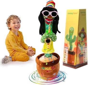 MIAODAM Dancing Cactus, Talking Plush Toy with Funny Style 270 Degree Rotation for for Baby Boys and Girls, Singing Baby Toy Repeats What You Say Colorful Glowing Singing Cactus Toy