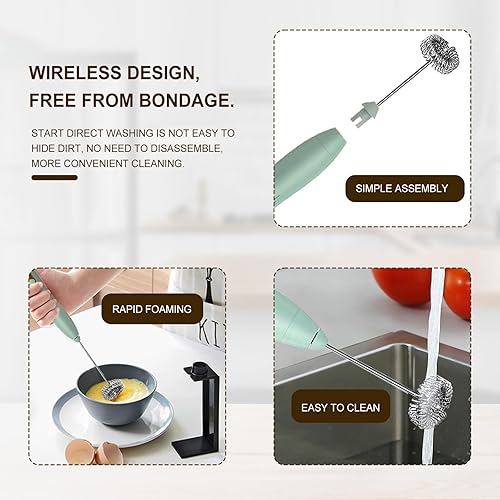 Miniatura 4 de Potente espumador de leche de mano, máquina de espuma eléctrica recargable por USB para café, mini espumador de leche, mezclador de bebidas de acero