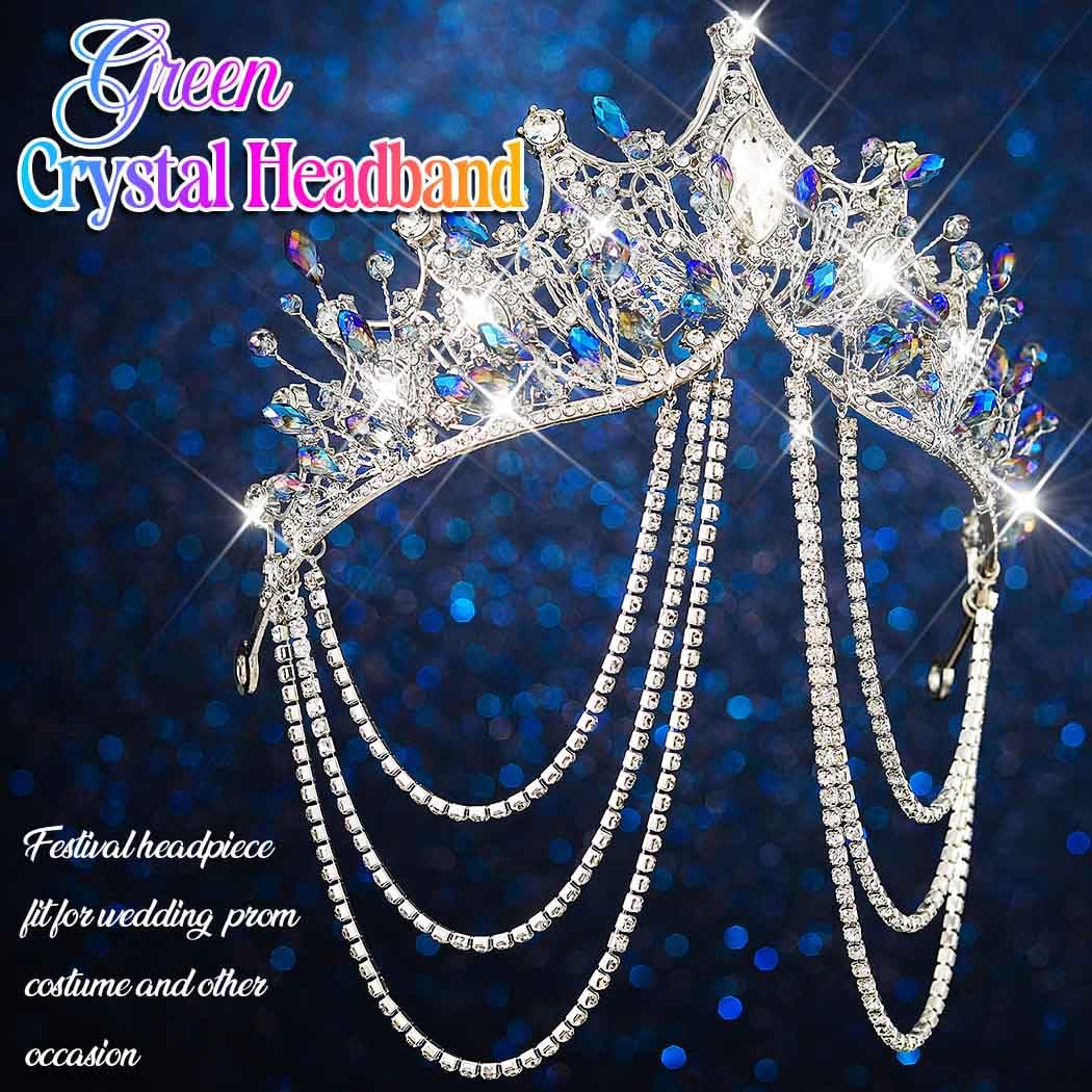Kilshye Blue Rhinestone Wedding Tiaras and Crowns Silver Crystal Bridal Headband Prom Hair Accessories for Women - Image 8