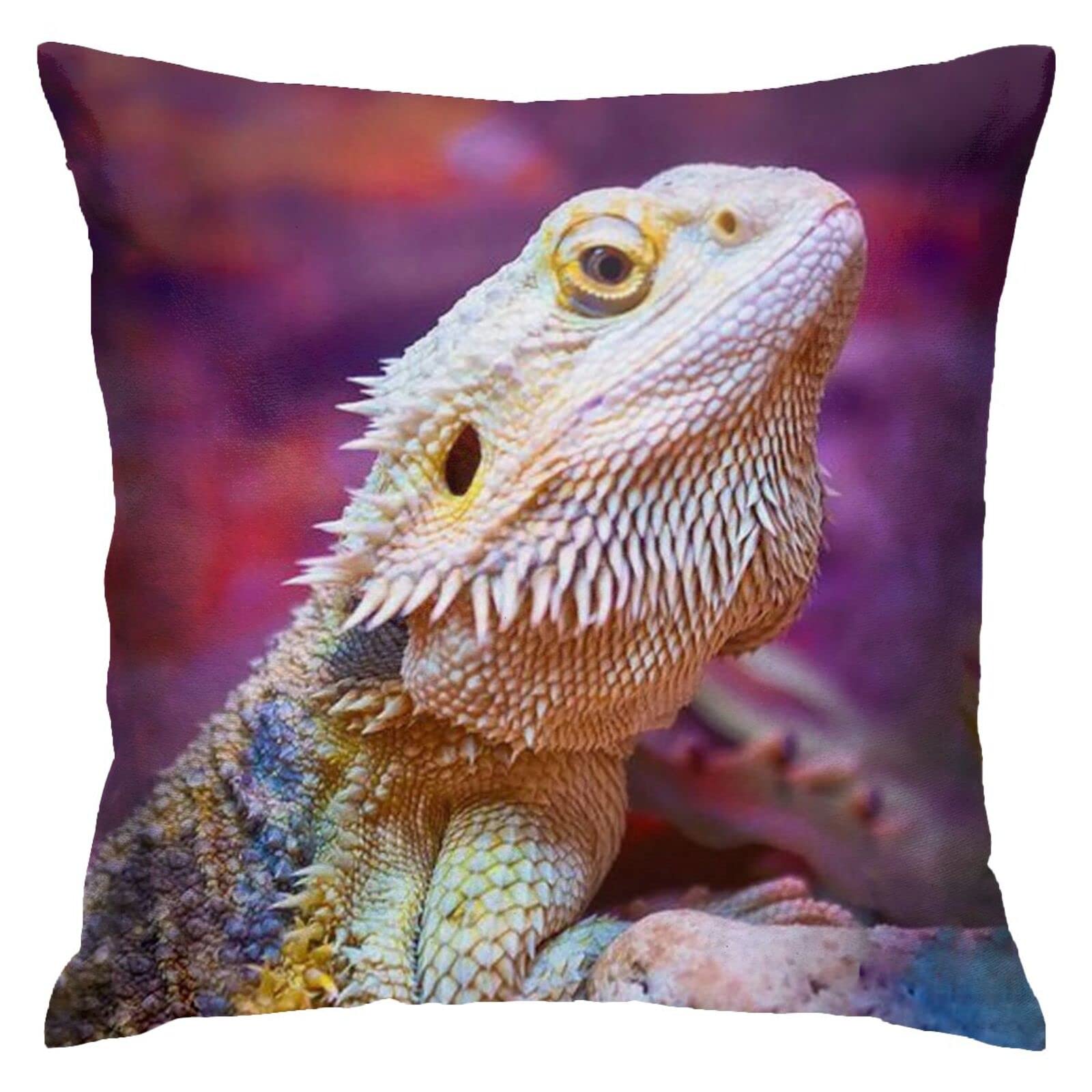 Pillow Cover 45X45cm Bearded Dragon Lizard Cushion Cover Decoration Pillowcases Durable Pillow Covers For Sisters, Gifts, Coworker