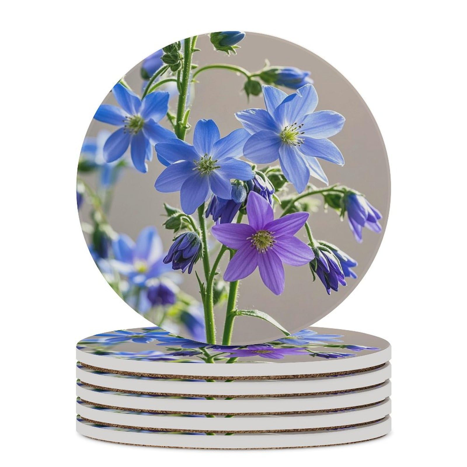 Dessous de verre céramique absorbants ronds protège table liège pour tasse et verre lot de 6