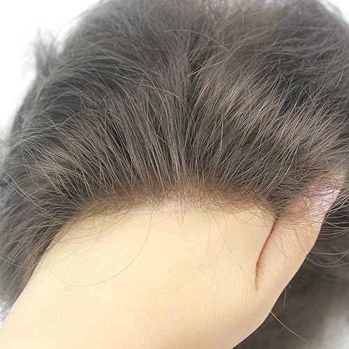Miniatura 5 de Lordhair Sistema de cabello para hombres con cabello humano 0.003 in, piezas de cabello de piel natural, repuesto para hombres, tamaño base, 8 x 10