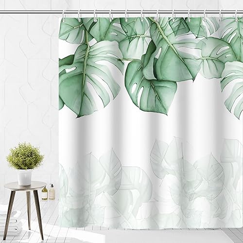 Vista 57 de Yeele Cortina de ducha de paisaje natural, árboles verdes, bosque, cortinas de baño, primavera, amanecer, selva, paisaje, impermeable, decoración