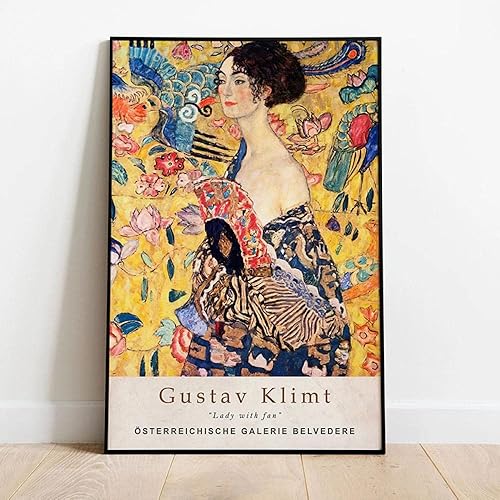 Miniatura 4 de Pinturas vintage de Gustav Klimt, dama con fanáticos, lienzo de exposición de arte abstracto, arte de pared, póster de Gustav Klimt, impresiones