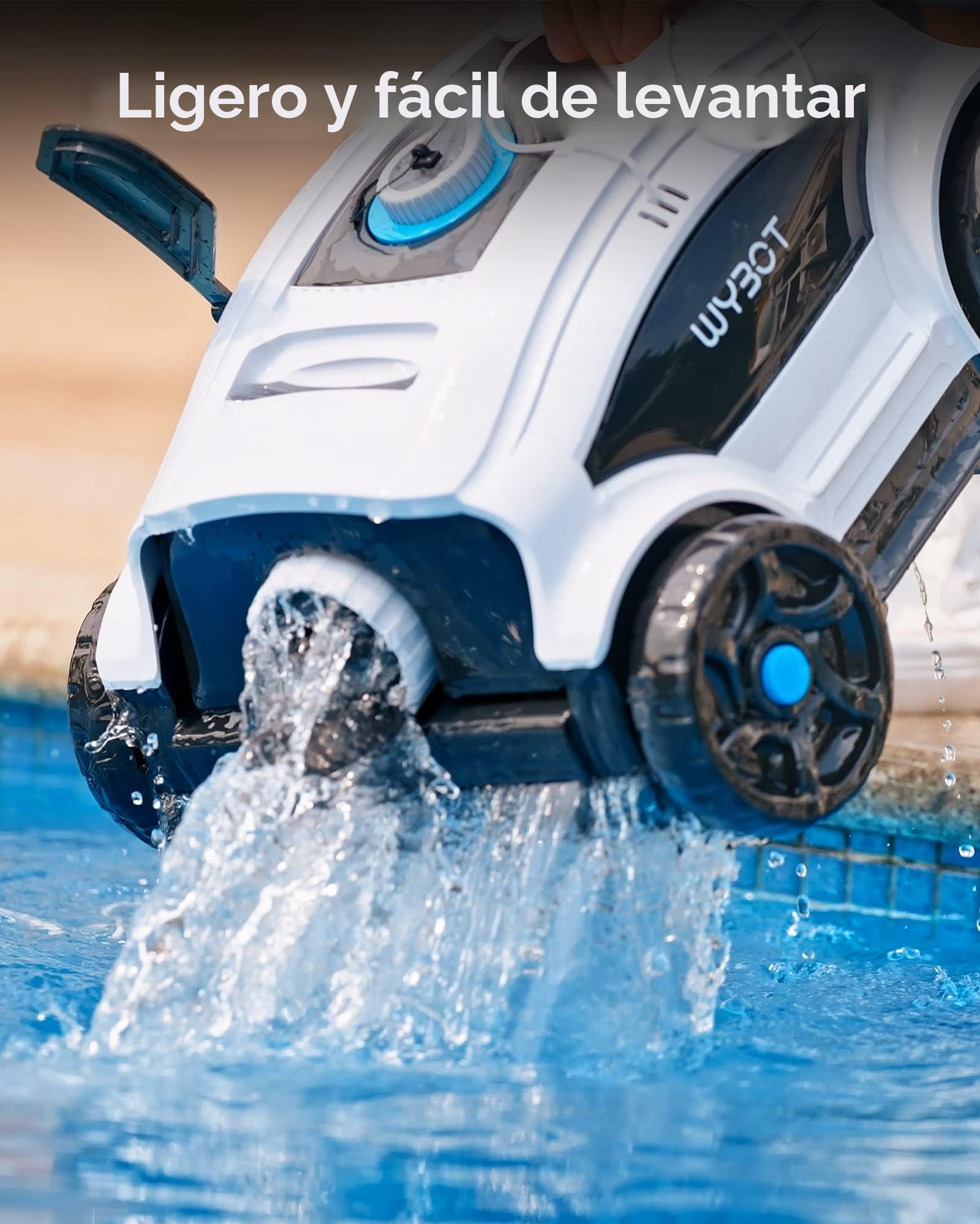 WYBOT Robot limpiafondos Piscina sin Cable, 130 Minutos hasta 100㎡ Robot Piscina sin Cable Aspirador Piscinas con 2 Motores, Cepillo Grande y Aberturas de succión, Boquilla Ajustable