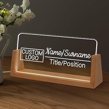 Desk Name Plate Personalized, Custom Light Up Acrylic Name Plate for Desk, Appreciation Gifts for Coworkers Boss Teacher Office Decor for Women MenStyle 5