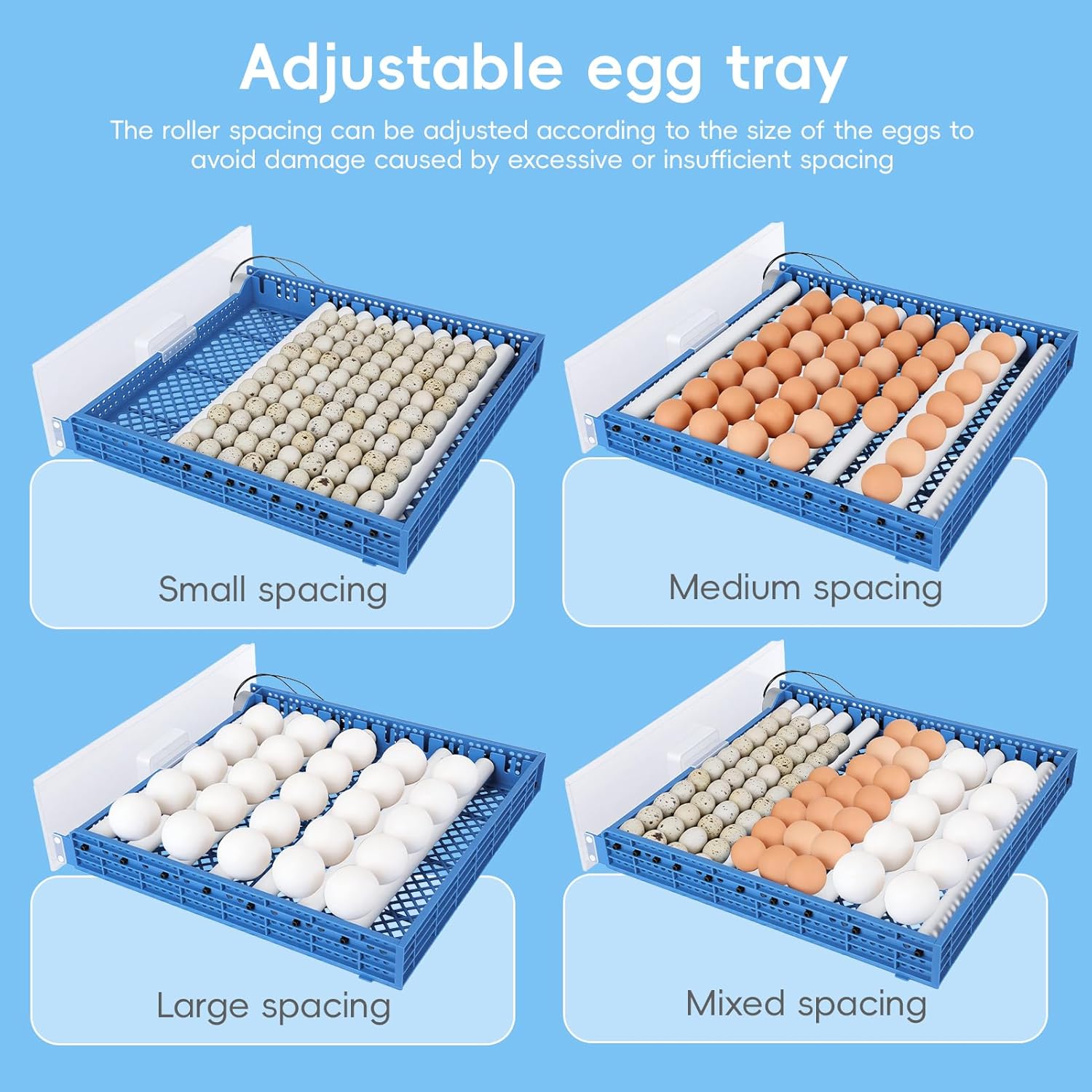 120 Egg Incubator, Automatic Incubator for Hatching Eggs, with Auto Egg Turner, Temp & Humidity Control, Poultry Hatching Incubators for Chicken Duck Quail Eggs,Ideal for Farm, School and Lab (Blue)