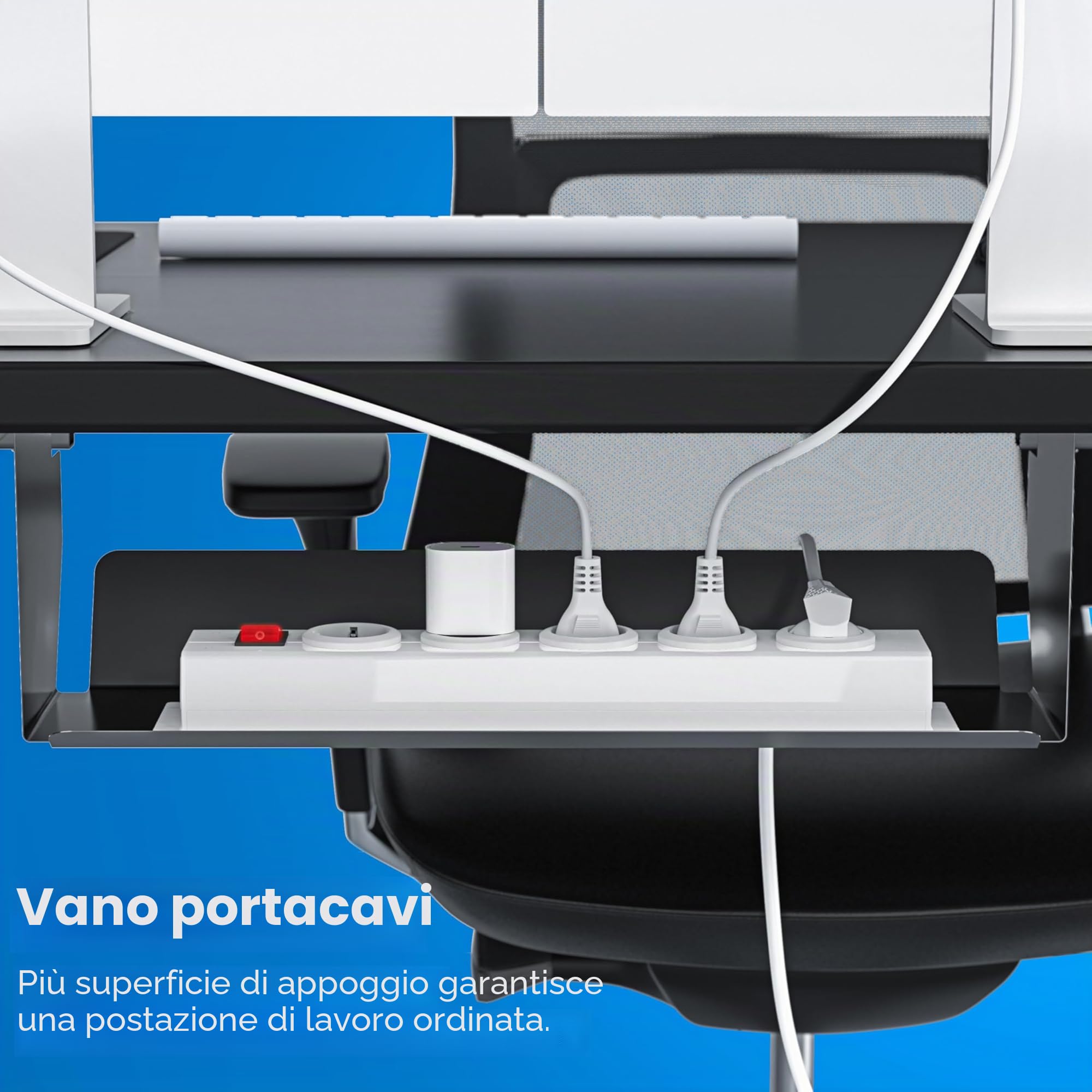 KESSER® Scrivania elettrica regolabile in altezza, Scrivania ergonomica per postura eretta, Controllo di memoria a 3 funzioni, incl. Ruote a 360° e Porta di ricarica USB, 100x60 cm - Nero