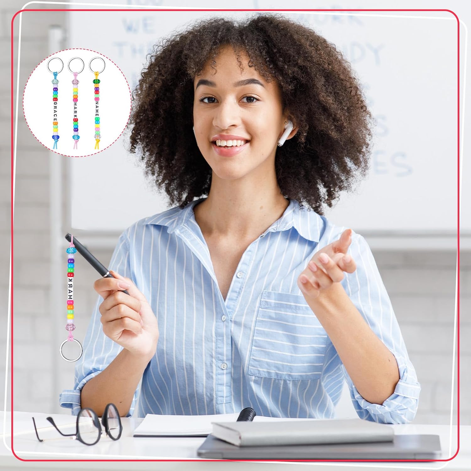 Landical 564 Pcs DIY Bead Keychain Kit Key Chain Making Craft Adjustable Letter Beads String Mama Gift Alphabet Bead Jewelry Key Ring Backpack Accessories for Party Favor(Classic,Candy Color) - Image 7