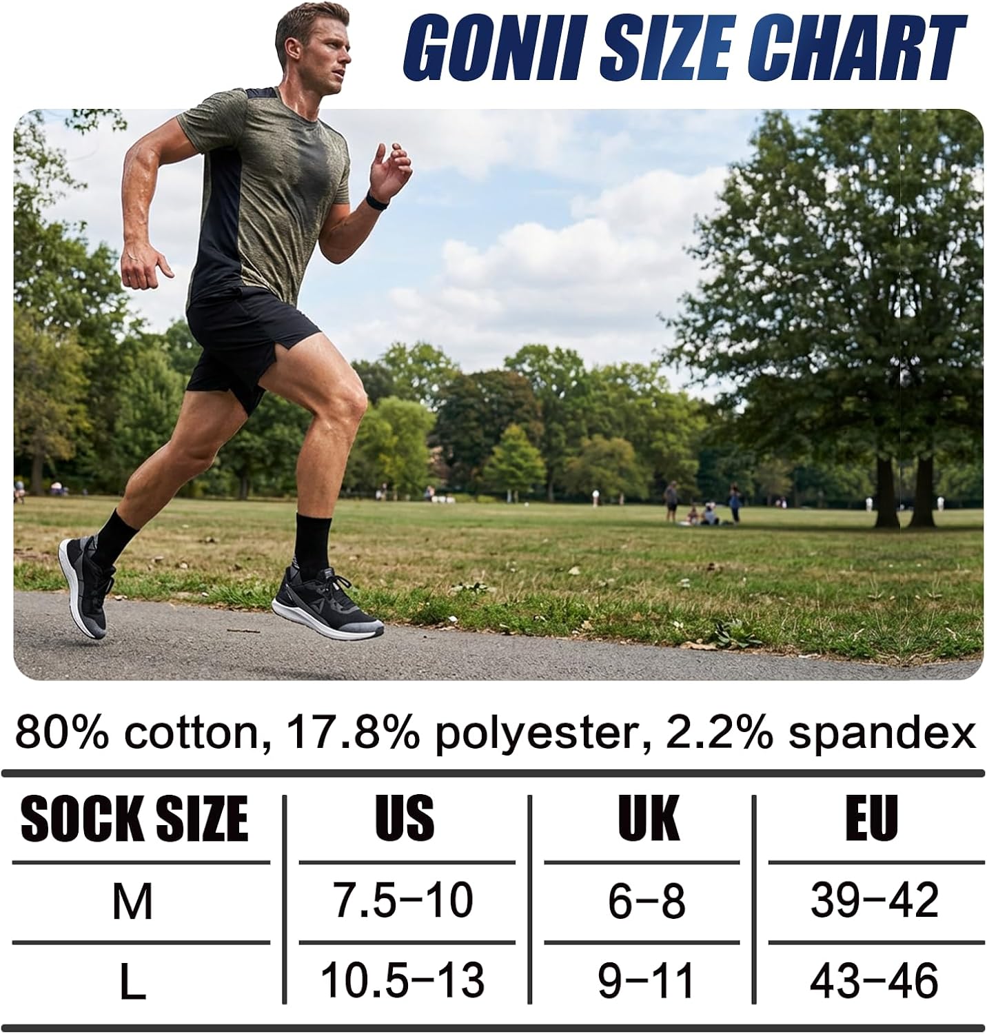 6 Pairs Men’s Cushioned Crew Socks, Mid-Calf Athletic Running Socks, Moisture-Wicking, Seamless Toe, Durable