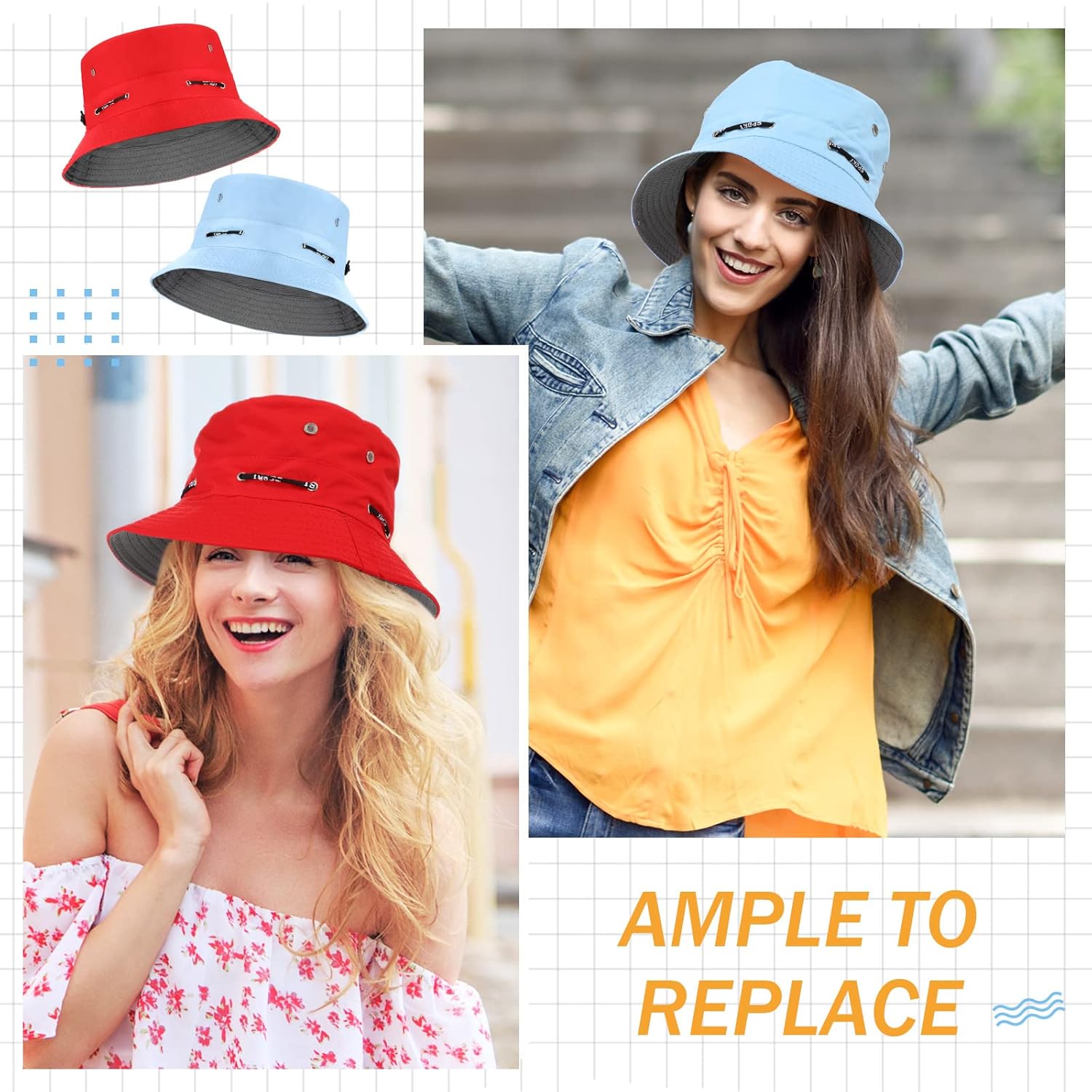 Didaey 24 Pcs Bucket Hat Bulk for Women Men Adjustable Beach Boonie Sun Hat Summer Outdoor Packable Cap for Hiking Camping